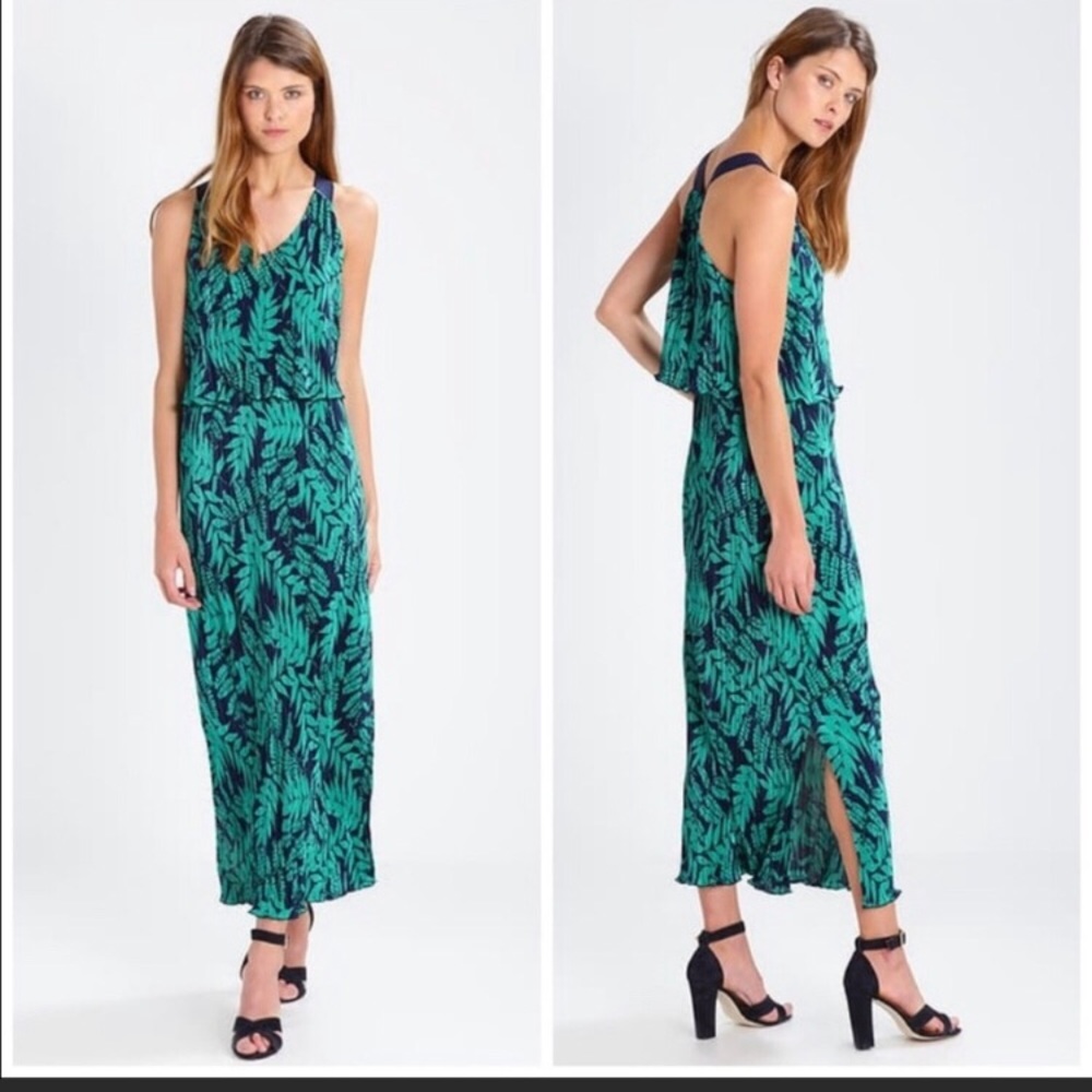 Banana Republic Maxi Dress tiered PXXS green palm
